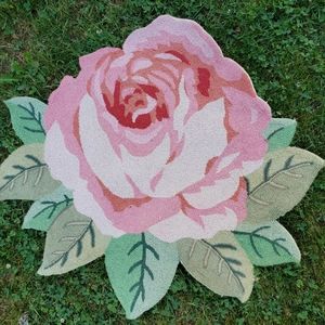 Rose Floral Hook Loop Tufted Area Rug Bath Mat